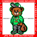 Got Money Gangster Teddy Bear Scar Face Cap Cash Money Bag Sneakers Gold Necklace Hip Hop Rap Hustler Drip Plug Trap Hood Rapper Dope Baller Trapper Hustling Art Graphic Design Logo T-Shirt Print Printing JPG PNG SVG Vector Cut File