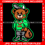 Got Money Gangster Teddy Bear Scar Face Cap Cash Money Bag Sneakers Gold Necklace Hip Hop Rap Hustler Drip Plug Trap Hood Rapper Dope Baller Trapper Hustling Art Graphic Design Logo T-Shirt Print Printing JPG PNG SVG Vector Cut File
