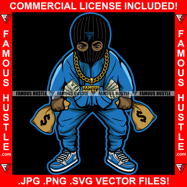 Money Chaser Gangster Wearing Ski Mask Gold Machine Gun Luxury Cash Ba –  famoushustle