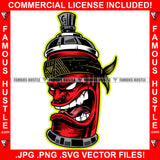 Famous Hustle Gangster Red Drug Bottle Mean Face White Eyes Head Bandanna Hip Hop Rap Rapper Plug Trap Street Hood Ghetto Swag Thug Hustler Hustling Baller Trapper Art Graphic Design Logo T-Shirt Print Printing JPG PNG SVG Vector Cut File