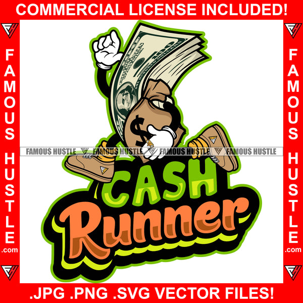 Cartoon Character Gangster Cat Holding Stack Cash Money 