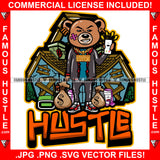 Hustle Gangster Teddy Bear King Scar Face Phone Ringing Cash Money Bags Gold Necklace Abandoned Drug Houses Ghetto Home Hood Hip Hop Rap Rapper Trap Street Hood Ghetto Trapper Art Graphic Design Logo T-Shirt Print Printing JPG PNG SVG Vector Cut File