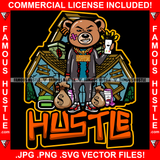 Hustle Gangster Teddy Bear King Scar Face Phone Ringing Cash Money Bags Gold Necklace Abandoned Drug Houses Ghetto Home Hood Hip Hop Rap Rapper Trap Street Hood Ghetto Trapper Art Graphic Design Logo T-Shirt Print Printing JPG PNG SVG Vector Cut File