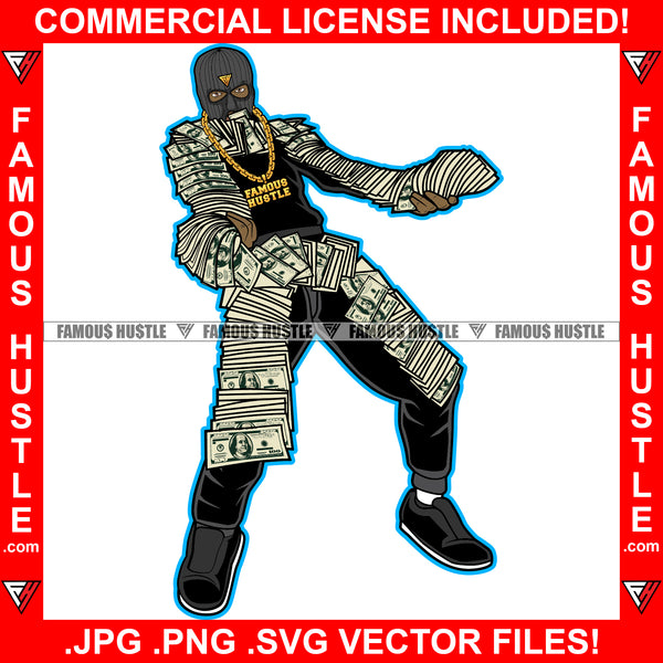 Money Chaser Gangster Wearing Ski Mask Gold Machine Gun Luxury Cash Ba –  famoushustle