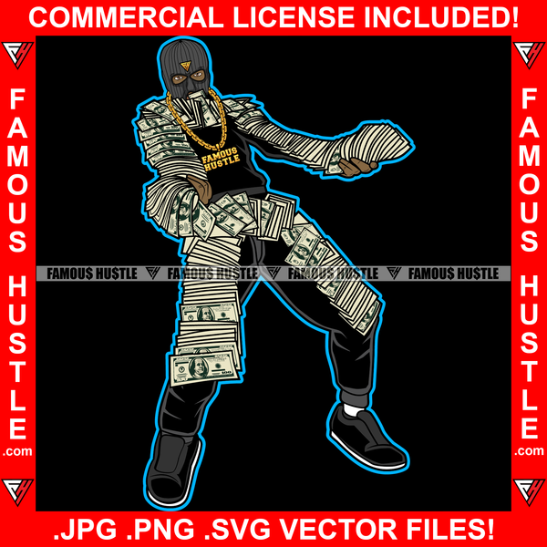 Money Chaser Gangster Wearing Ski Mask Gold Machine Gun Luxury Cash Ba –  famoushustle