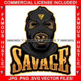 Savage Famous Hustle Gangster Black Ski Mask Man Eat Eating Gold Bullets Mouth Necklace Hip Hop Rap Rapper Plug Trap Street Hood Ghetto Swag Thug Hustler Hustling Quote Art Graphic Design Logo T-Shirt Print Printing JPG PNG SVG Vector Cut File