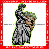 Money & Power Dripping Gangster Street Man Statue Cash Money Bag Hip Hop Rap Rapper Plug Trap Street Hood Ghetto Swag Thug Hustler Hustling Famous Hustle Baller Trapper Art Graphic Design Logo T-Shirt Print Printing JPG PNG SVG Vector Cut File