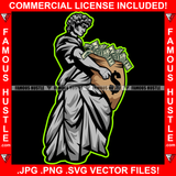 Money & Power Dripping Gangster Street Man Statue Cash Money Bag Hip Hop Rap Rapper Plug Trap Street Hood Ghetto Swag Thug Hustler Hustling Famous Hustle Baller Trapper Art Graphic Design Logo T-Shirt Print Printing JPG PNG SVG Vector Cut File