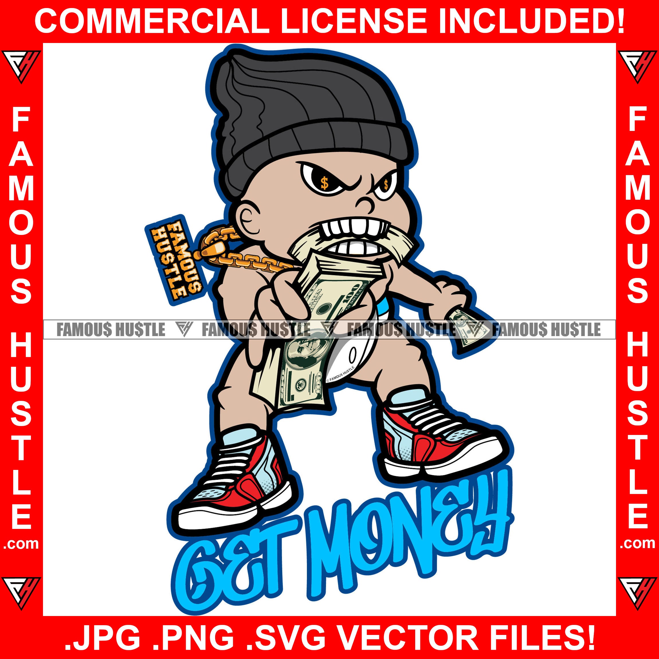 Get Money Gangster Baby Boy Diaper Knit Winter Hat Money Bag Gold Chain Necklace Child Kid Cash Hip Hop Rap Plug Trap Street Hood Ghetto Hustling Famous Hustle Rich Quote Art Graphic Design Logo T-Shirt Print Printing JPG PNG SVG Vector Cut File