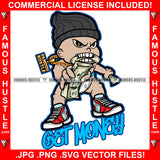 Get Money Gangster Baby Boy Diaper Knit Winter Hat Money Bag Gold Chain Necklace Child Kid Cash Hip Hop Rap Plug Trap Street Hood Ghetto Hustling Famous Hustle Rich Quote Art Graphic Design Logo T-Shirt Print Printing JPG PNG SVG Vector Cut File