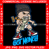 Get Money Gangster Baby Boy Diaper Knit Winter Hat Money Bag Gold Chain Necklace Child Kid Cash Hip Hop Rap Plug Trap Street Hood Ghetto Hustling Famous Hustle Rich Quote Art Graphic Design Logo T-Shirt Print Printing JPG PNG SVG Vector Cut File