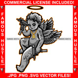 Gangster Demon Statue Crying Tattoo Tears Angel Wings Halo Tattoo Gold Chain Machine Gun Eyes Gang Member Hip Hop Rap Trap Street Hood Ghetto Thug Hustler Hustling Famous Hustle Art Graphic Design Logo T-Shirt Print Printing JPG PNG SVG Vector Cut File