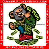 Da Plug Gangster Teddy Bear Gold Teeth Spreading Money On Arm Leg Wearing Gold Chain Necklace Famous Hustle Hip Hop Rap Trap Hustler Hustling Sauce Dope Mafi Mob Slum Slime Quote Art Graphic Design Logo T-Shirt Print Printing JPG PNG SVG Vector Cut File