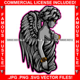 Gangster Baby Statue Angel Wings Machine Gun In Trap We Trust Gold Jewelry Plug Trap Street Hood Ghetto Swag Thug Boss Hustler Drip Dripping Famous Hustle Art Graphic Design Logo T-Shirt Print Printing JPG PNG SVG Vector Cut File
