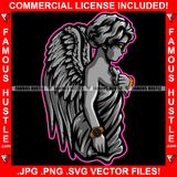 Gangster Baby Statue Angel Wings Machine Gun In Trap We Trust Gold Jewelry Plug Trap Street Hood Ghetto Swag Thug Boss Hustler Drip Dripping Famous Hustle Art Graphic Design Logo T-Shirt Print Printing JPG PNG SVG Vector Cut File