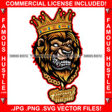 Mean Face Gangster King Lion Gold Jewelry Earrings Necklace Trap Street Hood Ghetto Thug Boss Hustler Drip Savage Gangsta Mafia Mob Famous Hustle Art Graphic Design Logo T-Shirt Print Printing JPG PNG SVG Vector Cut File