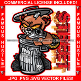 Street Gangster Teddy Bear Scary Eyes Sharp Teeth Shooting Gun From Dustbin Staples Ripped Stuffing Coming Out Insane Horror Hip Hop Rap Plug Trap Thug Hustler Hustling Drip Savage Famous Hustle Quote Art Graphic Design Print Printing Vector SVG Cut File