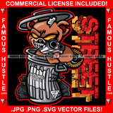 Street Gangster Teddy Bear Scary Eyes Sharp Teeth Shooting Gun From Dustbin Staples Ripped Stuffing Coming Out Insane Horror Hip Hop Rap Plug Trap Thug Hustler Hustling Drip Savage Famous Hustle Quote Art Graphic Design Print Printing Vector SVG Cut File