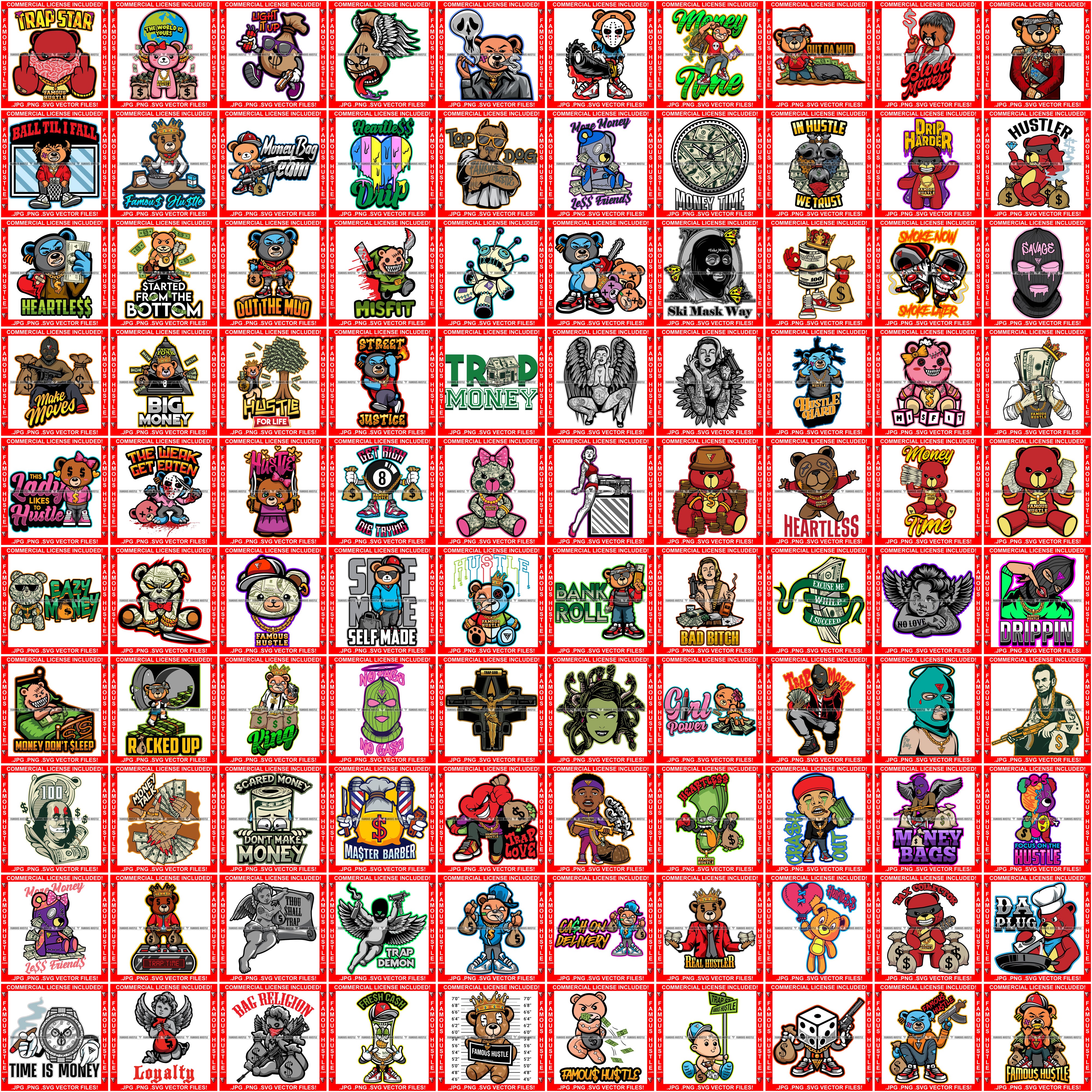 100 Designs Mega Bundle Famous Hustle Volume 01