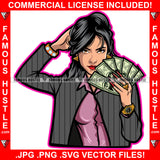 The Boss Drippig Drip Sexy Gangster Lady Female Cash Money Dress Gold Jewelry Mean Face Tattoo Hip Hop Rap Plug Trap Street Hood Ghetto Hustler Hustling Drip Rich Thug Famous Hustle Art Graphic Design Logo Print Printing Vector SVG Cut File
