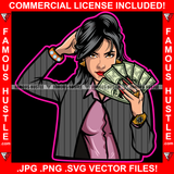 The Boss Drippig Drip Sexy Gangster Lady Female Cash Money Dress Gold Jewelry Mean Face Tattoo Hip Hop Rap Plug Trap Street Hood Ghetto Hustler Hustling Drip Rich Thug Famous Hustle Art Graphic Design Logo Print Printing Vector SVG Cut File