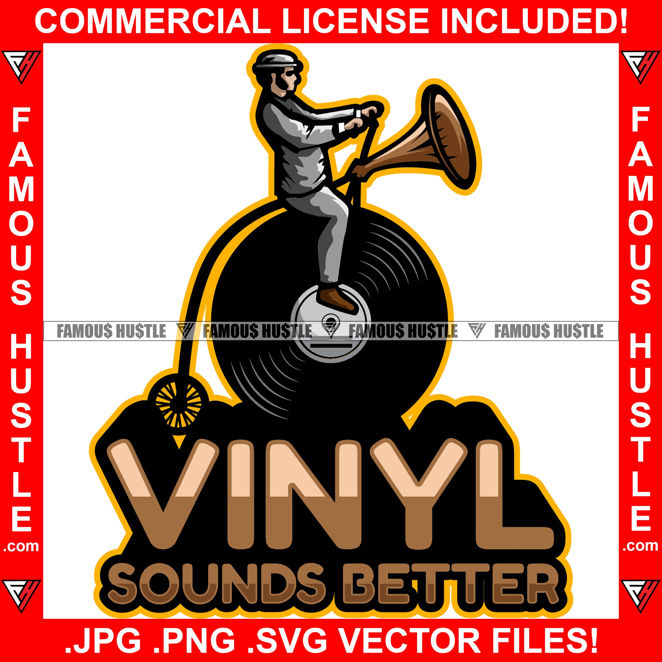 Vinyl Sounds Better Man Bicycle Forever Addict Playing Vintage Disc Hip Hop Rap Rapper Plug Trap Street Hood Ghetto Swag Thug Hustler Hustling Famous Hustle Baller Trapper Quote Art Graphic Design Logo T-Shirt Print Printing JPG PNG SVG Vector Cut File