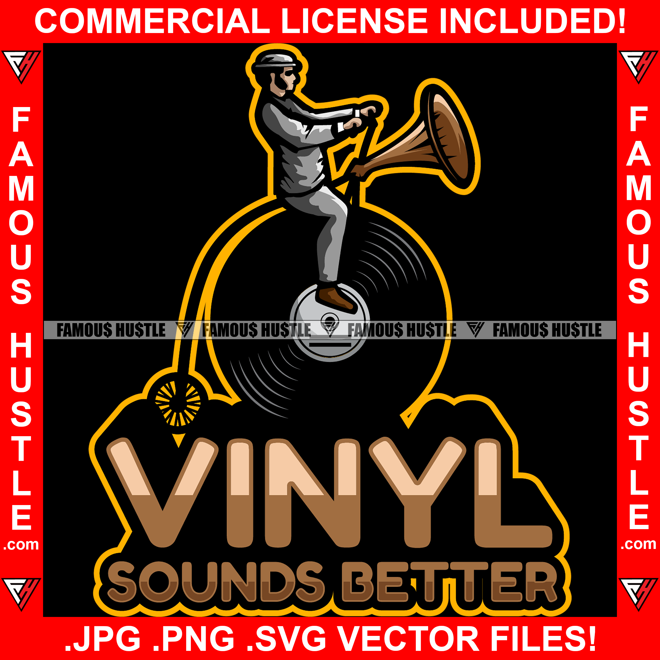 Vinyl Sounds Better Man Bicycle Forever Addict Playing Vintage Disc Hip Hop Rap Rapper Plug Trap Street Hood Ghetto Swag Thug Hustler Hustling Famous Hustle Baller Trapper Quote Art Graphic Design Logo T-Shirt Print Printing JPG PNG SVG Vector Cut File
