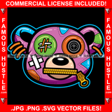 Talk Less Money More Stitched Face Teddy Bear Zipper Mouth Stitches Dreads Hip Hop Rap Rapper Plug Trap Street Hood Ghetto Swag Thug Hustler Hustling Famous Hustle Art Graphic Design Logo T-Shirt Print Printing JPG PNG SVG Vector Cut File