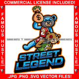 Street Legend Teddy Bear Ski Mask Gold Teeth Necklace  On Gangster Button Eyes Staples Scar Face Ripped Cash Bags Pistol Gun Hip Hop Rap Plug Trap Ghetto Swag Famous Hustle Quote Art Graphic Design Logo T-Shirt Print Printing JPG PNG SVG Vector Cut File