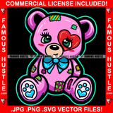 Hopeless Romantic Dripping Red Heart Eye Gangster Female Teddy Bear Patches Bow Hip Hop Rap Rapper Plug Trap Street Hood Ghetto Swag Thug Famous Hustle Baller Trapper Art Graphic Design Logo T-Shirt Print Printing JPG PNG SVG Vector Cut File