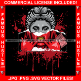 Gangster Statue Gold Teeth Cash Money Stack Blood Splash Bloody Background Hip Hop Rap Rapper Plug Trap Street Hood Ghetto Swag Thug Hustler Drip Boss Trench Famous Hustle Rich Art Graphic Design Logo T-Shirt Print Printing JPG PNG SVG Vector Cut File