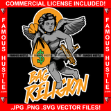 Bag Religion Gangster Angel Statue Wings Holding Cash Money Machine Gun Quote Famous Hustle Hip Hop Rap Rapper Plug Trap Street Hood Ghetto Swag Thug Boss Hustler Hustling Drip Art Graphic Design Logo T-Shirt Print Printing JPG PNG SVG Vector Cut File