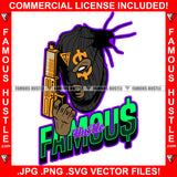 Famous Hustle Gangster Man Dollar Sign Ski Mask Thief Burglar Gang Member Mask Tattoo Gold Gun Cash Money Robber Mean Face Hip Hop Rap Trap Street Hood Ghetto Thug Savage Quote Art Graphic Design Logo T-Shirt Print Printing JPG PNG SVG Vector Cut File
