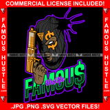 Famous Hustle Gangster Man Dollar Sign Ski Mask Thief Burglar Gang Member Mask Tattoo Gold Gun Cash Money Robber Mean Face Hip Hop Rap Trap Street Hood Ghetto Thug Savage Quote Art Graphic Design Logo T-Shirt Print Printing JPG PNG SVG Vector Cut File