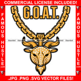 G.O.A.T. Goat Head Gold Chain Necklace Charm Diamonds Jewelry Hip Hop Rap Hip Hop Rap Hustler Boss Drip Swag Plug Trap Hood Thug Street Tattoo Ghetto Hustling Famous Hustle Quote Art Graphic Design Logo T-Shirt Print Printing JPG PNG SVG Vector Cut File