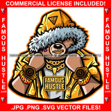 Famous Hustle Gangster Teddy Bear Gold Teeth Watch Jewelry Chain Necklace Fur Hoodie Scar Face Bandage Hip Hop Rap Rapper Plug Trap Street Hood Ghetto Swag Rich Bling Art Graphic Design Logo T-Shirt Print Printing JPG PNG SVG Vector Cut File