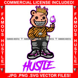 Famous Hustle Gangster King Teddy Bear Sharp Teeth Button Eyes Skinny Jeans Money Cash Pocket Wine Glass Toast Tiger Shirt Hip Hop Rap Rapper Plug Trap Street Hood Ghetto Quote Art Graphic Design Logo T-Shirt Print Printing JPG PNG SVG Vector Cut File