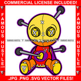 Famous Hustle Voodoo Doll Stitched Closed Head Stitches Scary Voo Doo Horror Face Pins In Body Tattoo Hip Hop Rap Rapper Plug Trap Street Hood Ghetto Swag Thug Hustler Rich Art Graphic Design Logo T-Shirt Print Printing JPG PNG SVG Vector Cut File