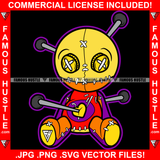 Famous Hustle Voodoo Doll Stitched Closed Head Stitches Scary Voo Doo Horror Face Pins In Body Tattoo Hip Hop Rap Rapper Plug Trap Street Hood Ghetto Swag Thug Hustler Rich Art Graphic Design Logo T-Shirt Print Printing JPG PNG SVG Vector Cut File