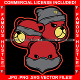 Three Gangster Teddy Bear Black Cover Mask Eyes Lips Ear Watch Listen Speak Hip Hop Rap Rapper Plug Trap Street Hood Ghetto Swag Thug Hustler Hustling Flex Drip Boss Famous Thug Art Graphic Design Logo T-Shirt Print Printing JPG PNG SVG Vector Cut File