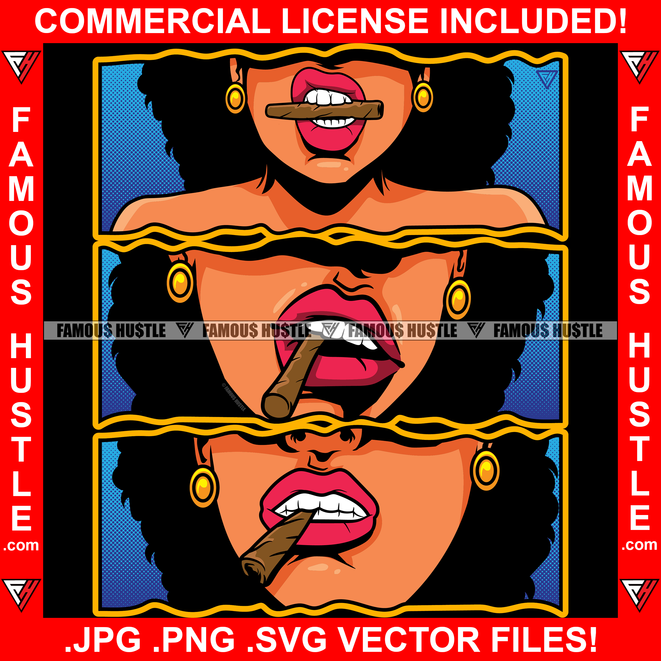 Blowing Money Fast Sexy Black Lady Lips Cigar Smoking Gold Jewelry Hip Hop Rap Rapper Plug Trap Street Hood Ghetto Swag Thug Hustler Hustling Famous Hustle Baller Trapper Art Graphic Design Logo T-Shirt Print Printing JPG PNG SVG Vector Cut File
