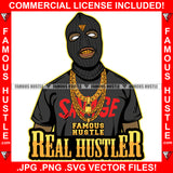 Real Hustler Gangster Ski Mask Gold Necklace Chains Teeth Hip Hop Rap Rapper Plug Trap Street Hood Ghetto Swag Thug Gang Member Trapper Famous Hustle Quote Art Graphic Design Logo T-Shirt Print Printing JPG PNG SVG Vector Cut File