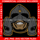 Famous Hustle Gangster Man Wearing Black Ski Mask No Eyes Hip Hop Rap Rapper Plug Trap Street Hood Ghetto Swag Thug Hustler Hustling Baller Trapper Art Graphic Design Logo T-Shirt Print Printing JPG PNG SVG Vector Cut File
