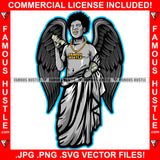 Cash Hunter Demon Gangster Devil Wings Statue Gold Teeth Necklace Money Bundles Hip Hop Rap Plug Trap Street Hood Ghetto Hustler Hustling Famous Hustle Baller Trapper Art Graphic Design Logo T-Shirt Print Printing JPG PNG SVG Vector Cut File