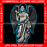 Cash Hunter Demon Gangster Devil Wings Statue Gold Teeth Necklace Money Bundles Hip Hop Rap Plug Trap Street Hood Ghetto Hustler Hustling Famous Hustle Baller Trapper Art Graphic Design Logo T-Shirt Print Printing JPG PNG SVG Vector Cut File