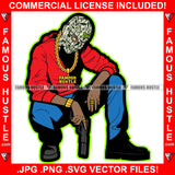 Gangster Man Cash Money Ski Mask Gun Gold Jewelry Chain Hip Hop Rap Rapper Plug Trap Street Hood Ghetto Swag Thug Hustler Hustling Boss Famous Hustle Rich Art Graphic Design Logo T-Shirt Print Printing JPG PNG SVG Vector Cut File