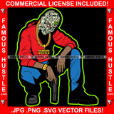 Gangster Man Cash Money Ski Mask Gun Gold Jewelry Chain Hip Hop Rap Rapper Plug Trap Street Hood Ghetto Swag Thug Hustler Hustling Boss Famous Hustle Rich Art Graphic Design Logo T-Shirt Print Printing JPG PNG SVG Vector Cut File