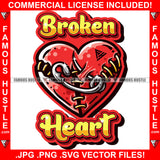 Red Gangster's Broken Heart Very Bad Condition Gold Stitches Safety Pin Gold Stitch Tattoo Hip Hop Rap Trap Street Hood Ghetto Thug Hustler Savage Famous Hustle Quote Art Graphic Design Logo T-Shirt Print Printing JPG PNG SVG Vector Cut File