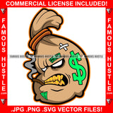 Bag Cash Money Bag Mean Angry Face Dollar Sign Smoking Cigarette Gold Teeth White Eyes Mean Scar Face Tattoo Rapper Plug Hood Ghetto Hustler Hustling Flex Drip Famous Art Graphic Design Logo T-Shirt Print Printing JPG PNG SVG Vector Cut File