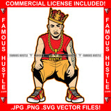 King Gangster Man Tattoo Gold Crown Jewelry Necklace Eye Drip Sneakers Dripping Hip Hop Rap Rapper Plug Trap Street Hood Ghetto Swag Thug Hustler Boss Famous Hustle Art Graphic Design Logo T-Shirt Print Printing JPG PNG SVG Vector Cut File